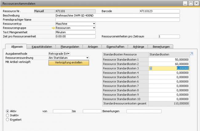 Resources in SAP Business One