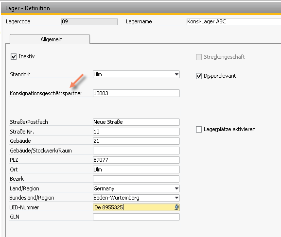 Consignment warehouse in SAP Business One