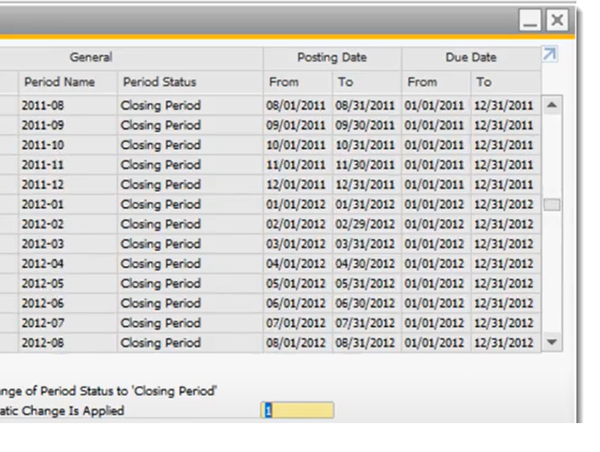Posting periods in SAP Business One