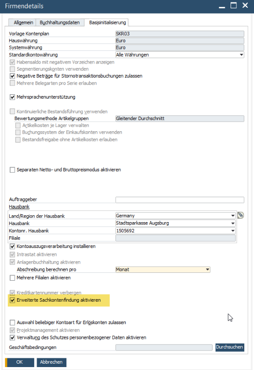 Erweiterte Sachkontenfindung SAP Business One