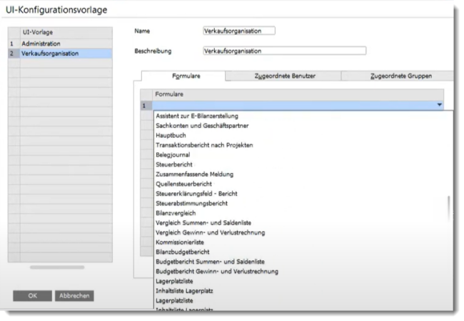 SAP-Business-One-UI-Konfigurationsvorlage