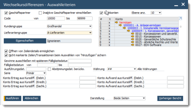 Wechselkursdiffernzen SAP Business One