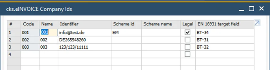 CKS user defined Company Ids menu